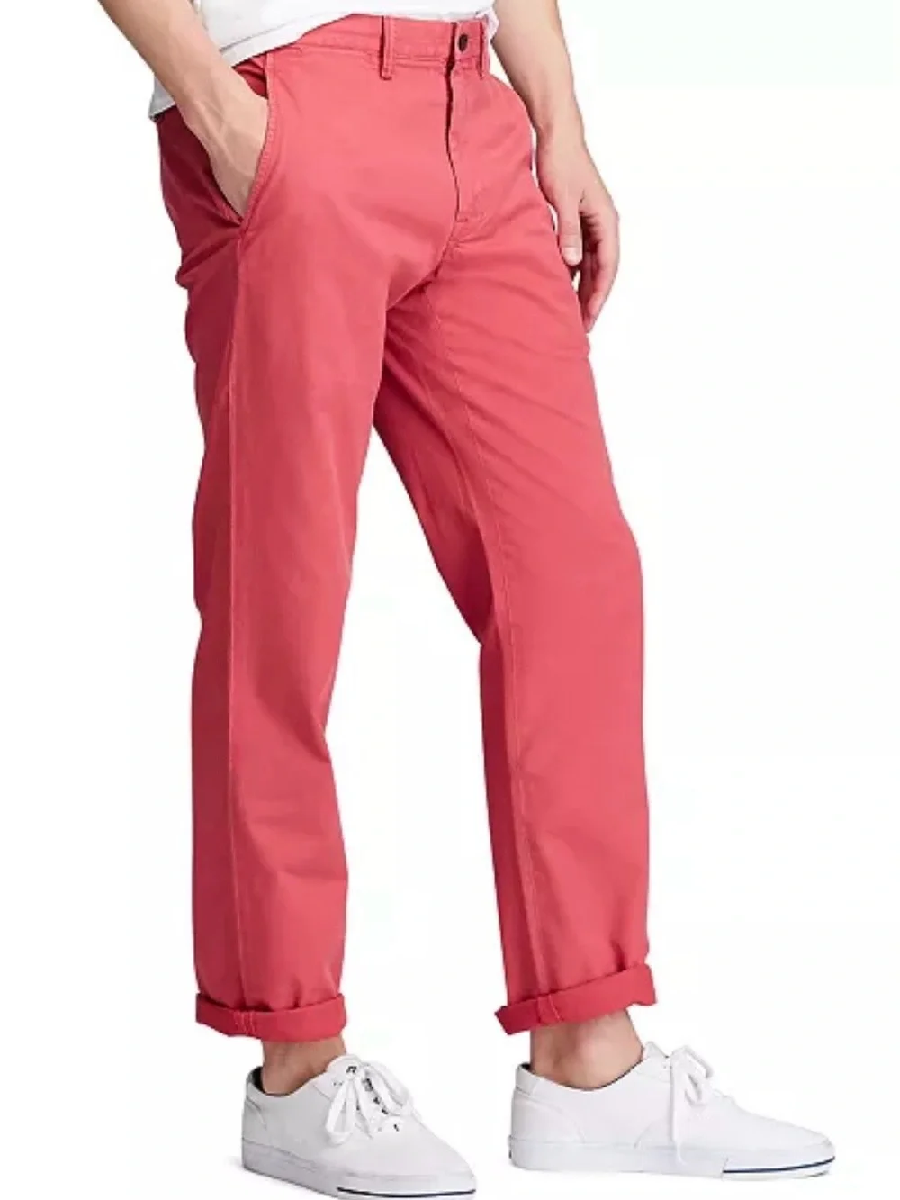 Polo Ralph Lauren Red Mens Straight Fit Washed Stretch Chino Pants 32 x 34